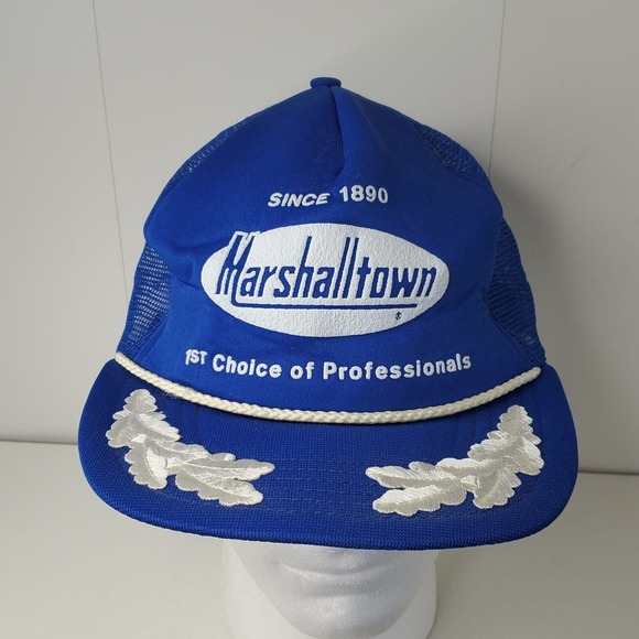 VTG 80s Marshalltown Construction Company Snapback Cap Mesh Trucker Hat Foam USA - Picture 1 of 9